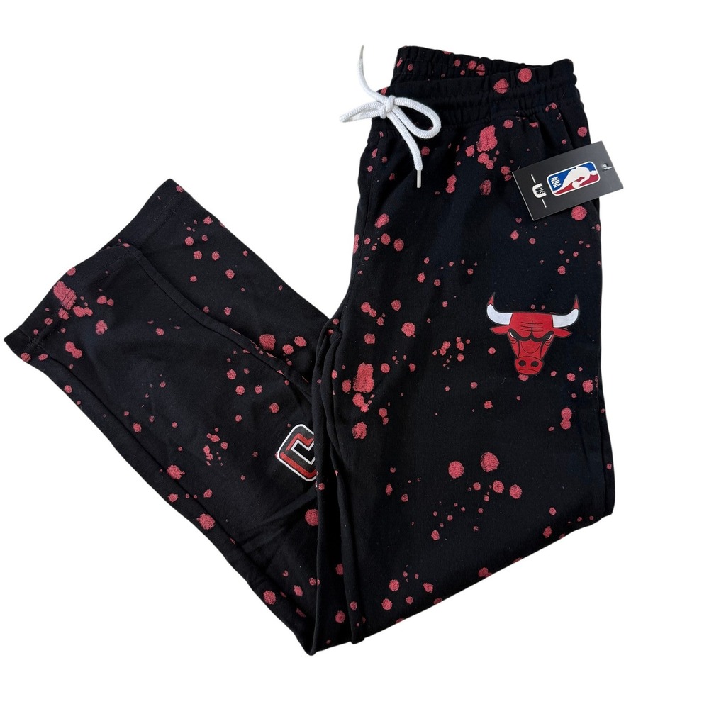NBA Chicago Bulls Black Sweatpants Joggers Womens Size‎ Medium NEW Lightweight